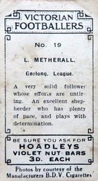 1933 Hoadley's Victorian Footballers #19 Len Metherell Back